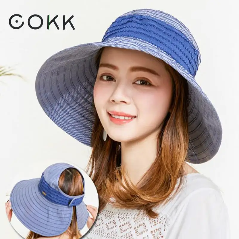 COKK Summer Hats For Women Folding Sun Hat Female Outdoor Beach Cap