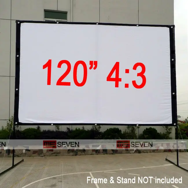 

120 Inches 4:3 Matte White Portable Folding Canvas Fabric Material Frame Eyelets Projection Screen for any HD Movie Projectors