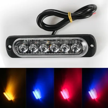 

6 LED Warning Emergency Construction Surface Mount Beacon Flash Caution Strobe Light Bar 18W Blue Red Yellow Amber