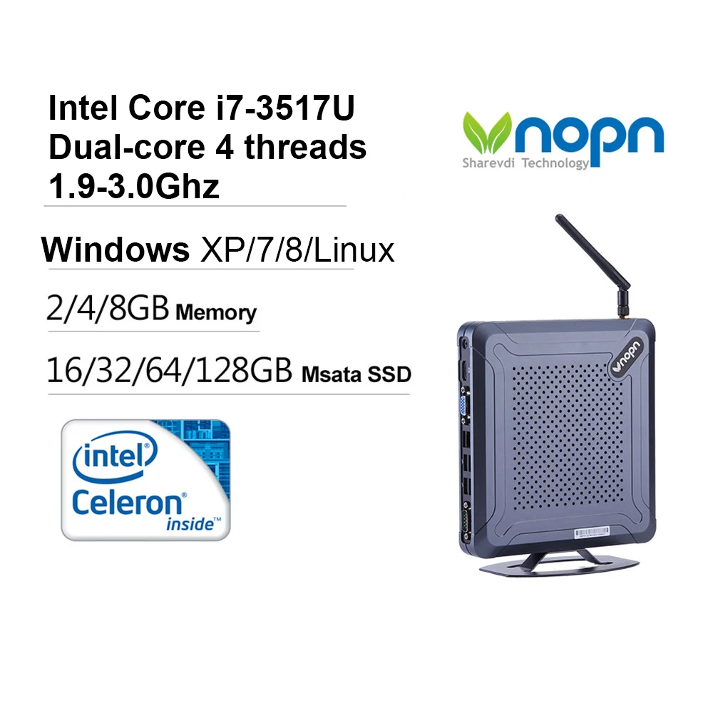 Intel Core i7 3517U Dual core 4 темы 1,9-3,0 ГГц Mini PC DDR3L 8G SSD 256G Windows Linux настольных компьютеров HDMI неттоп игровой компьютер