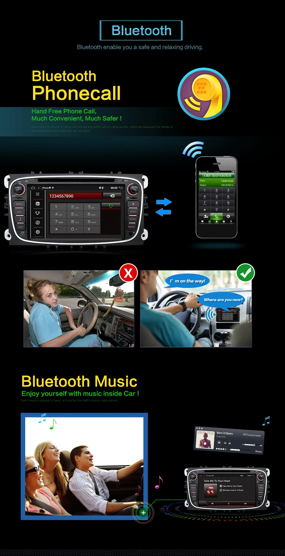 Bosion Android 9,0 автомобильный мультимедийный плеер gps 2 Din PX6 автомобильный dvd для FORD/Focus/S-MAX/Mondeo/C-MAX/Galaxy wifi автомобильный Радио gps 4G64G