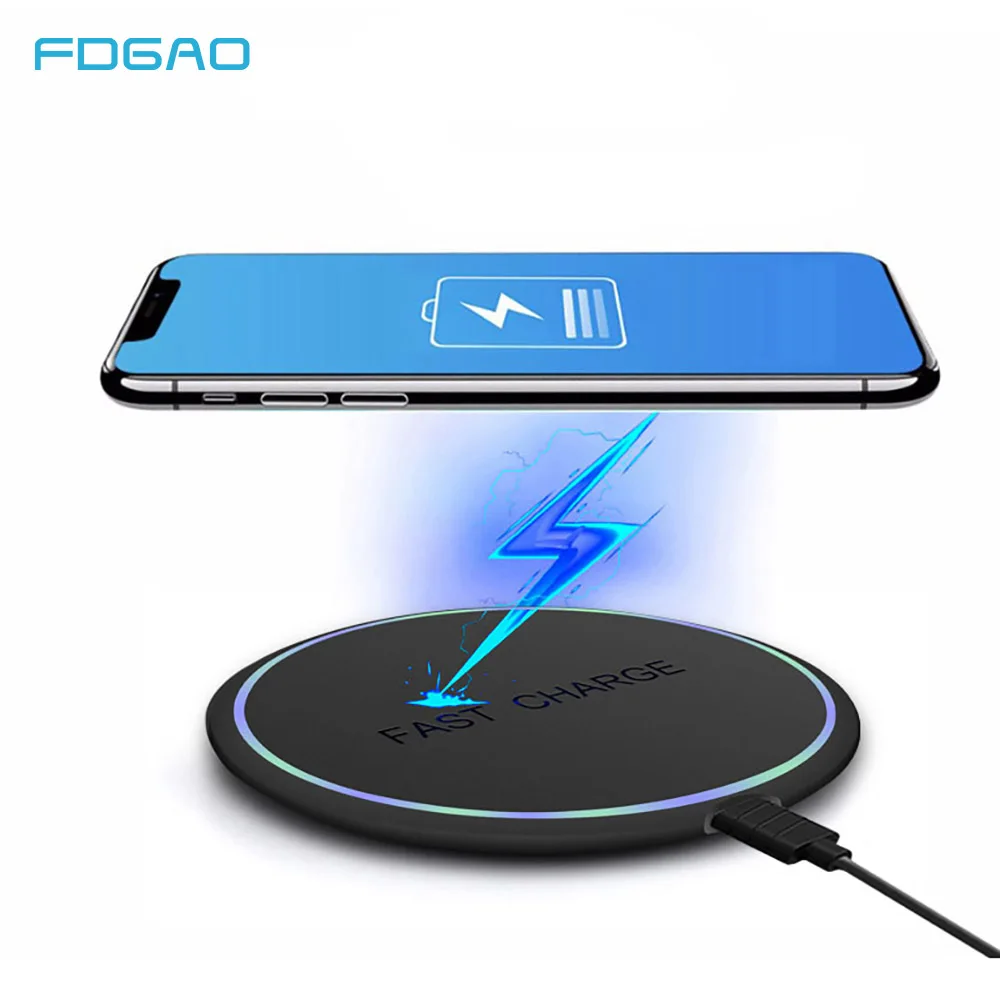 

FDGAO 10W Qi Wireless Charger for iPhone X XS XR 8 Plus Fast Wireless Charging Pad Dock for Samsung S8 S9 S10 Note 9 Xiaomi mi 9