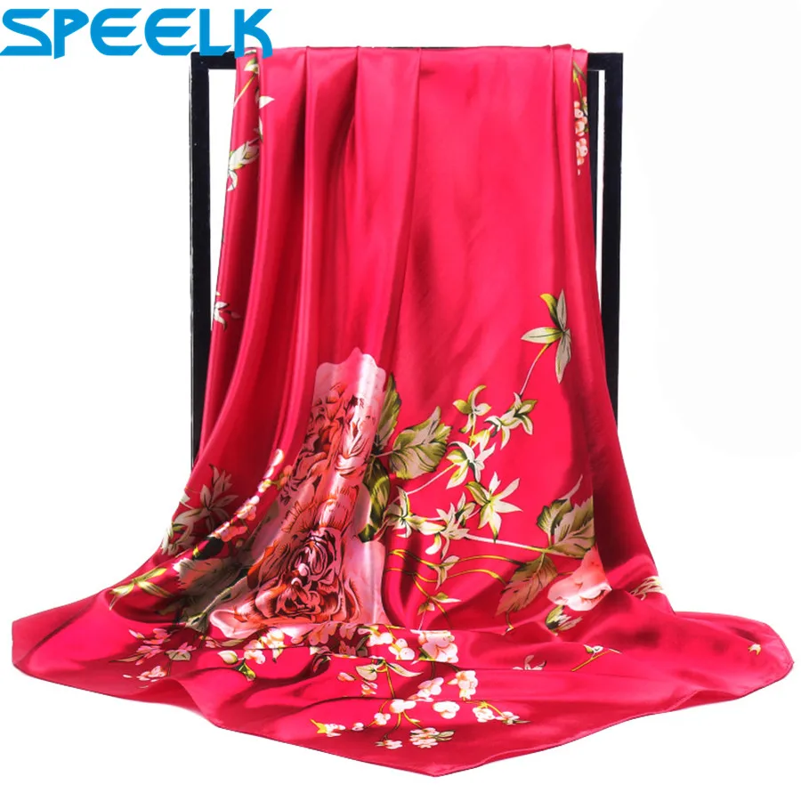 7pcs/set Artificial Silk Scarves Print Square Scarf Plant Flower Scarf