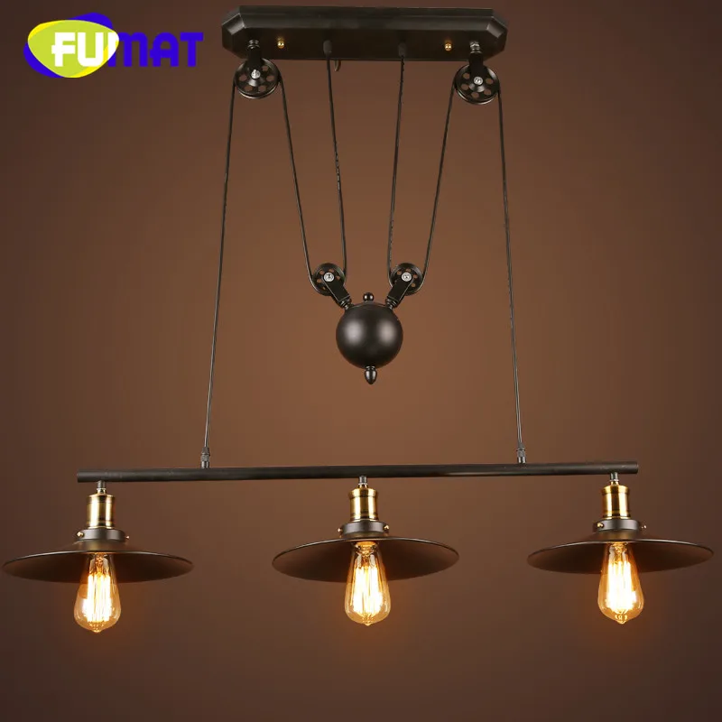

Vintage Restaurant Chandeliers Industrial Iron Lamp Cafe Bar Hanging Light Loft Pulley Suspension Light Fixtures