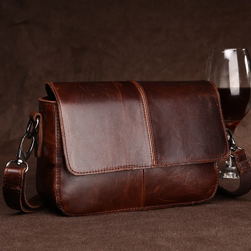 

Vintage High grade Oil waxing Cowskin women Flap bag fashion genuine leather messenger bags Small women Bag