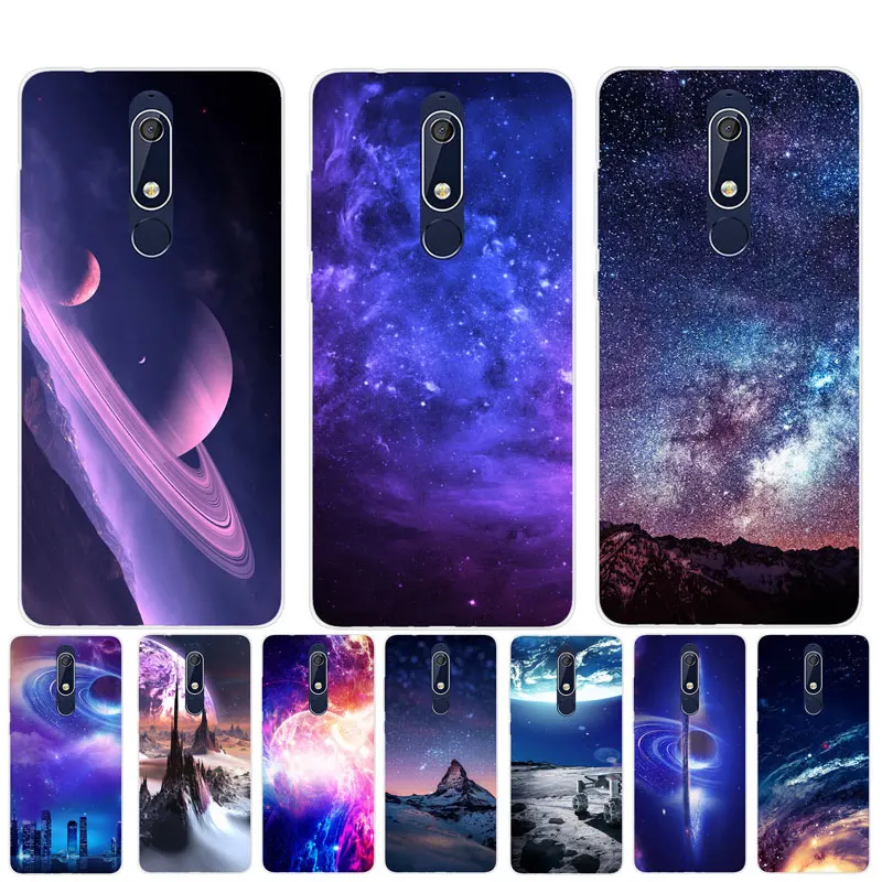 

Silicone Case on For Nokia 7 Plus Case Space Star Planet Soft TPU Back Cover For Nokia 5.1 2018 Phone Cases For Nokia 5 2 7Plus