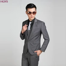 2017 new men’s dark gray models Slim marriage business suit two pieces