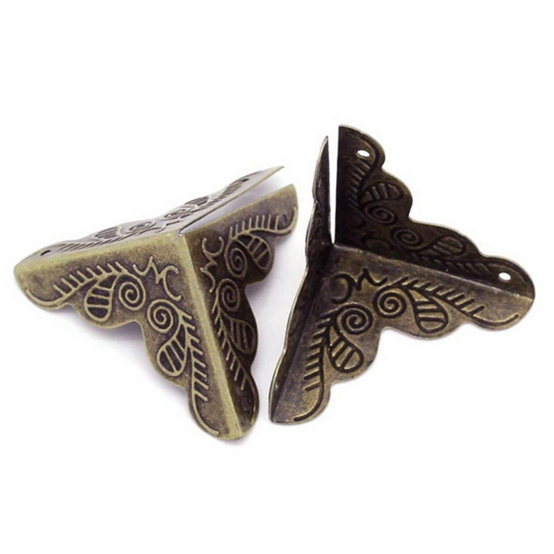 HOT-30pcs Case Box Corners For Furniture Decor Triangle Rattan Carved 3.6x1.9cm-bronze