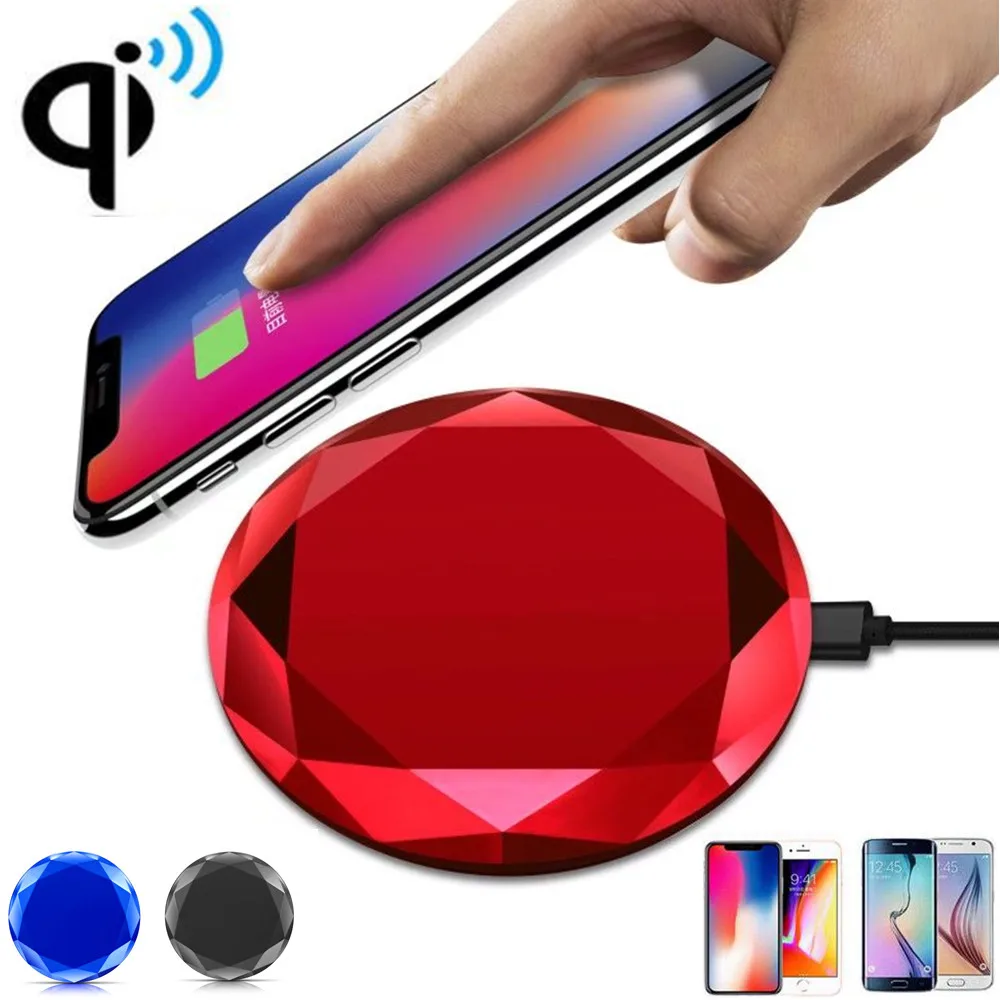

3D Diamond Gemstone Qi Wireless Charger For iPhone X 8 Samsung Note8 S8 Plus S7 Edge Fast Wireless Charging Docking Dock Station
