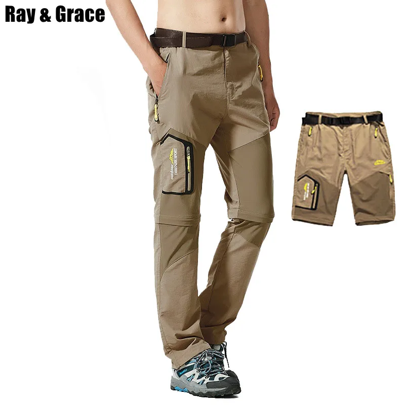 RAY GRACE de verano de los hombres de pantalones de senderismo deporte al aire libre de secado rápido de pesca pantalones de Trekking extraíble pantalones cortos RAY GRACE de verano de los hombres de pantalones de senderismo deporte al aire libre de secado rápido de pesca pantalones de Trekking extraíble pantalones cortos