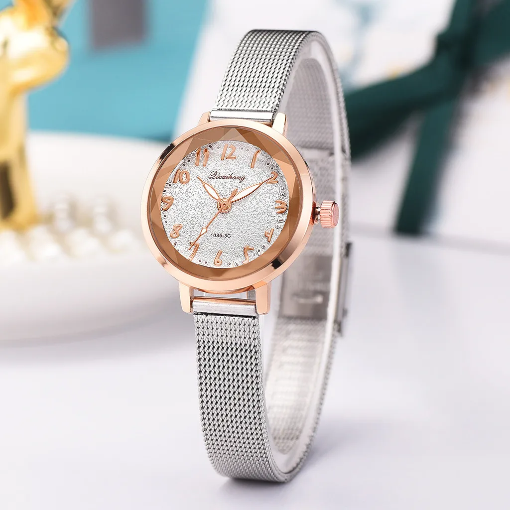 Женские матовые часы orologio donna стильные и простые цифровые с серебряной сеткой