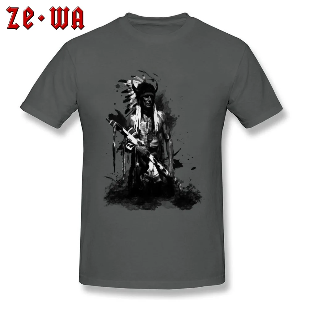Cotton Fabric Mens Short Sleeve American Indian Warrior T Shirts Birthday Tees Coupons Custom Round Collar Tee Shirt American Indian Warrior carbon