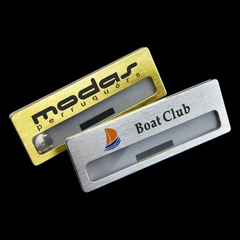 

5pcs 7X2.5cm reusable engrave name badge personalized gold silver business tag holder