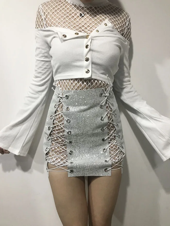 Облегающая мини юбка Etek с блестками и кристаллами на шнурках 2019|skirt tulle|short skirtup skirt