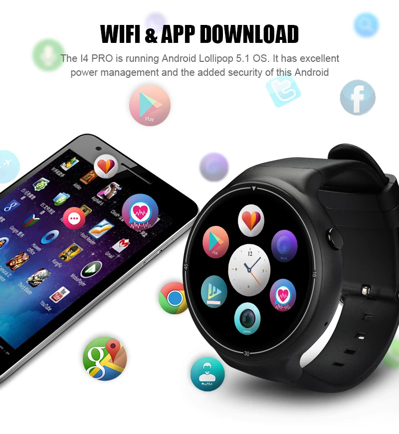 Смарт-часы Slimy I4 Pro 3G Wifi, Android 5,1, 2G/16G, наручные часы, gps, sim-карта, монитор сердечного ритма, умные часы с аккумулятором 400 мАч