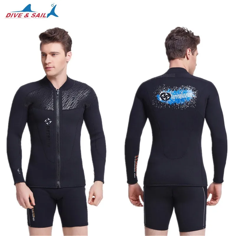 

3mm Men's Long Sleeve Jacket Wetsuit Black Scuba Diving Jacket Surf Dive Snorkeling Spearfishing For Male Surfing Wet Suit Top