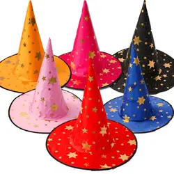 Золоченые звезды волшебник на Хэллоуин шляпа ведьмы праздничный костюм для фотосессий вечерние реквизиты Potters шапки Косплей для детей