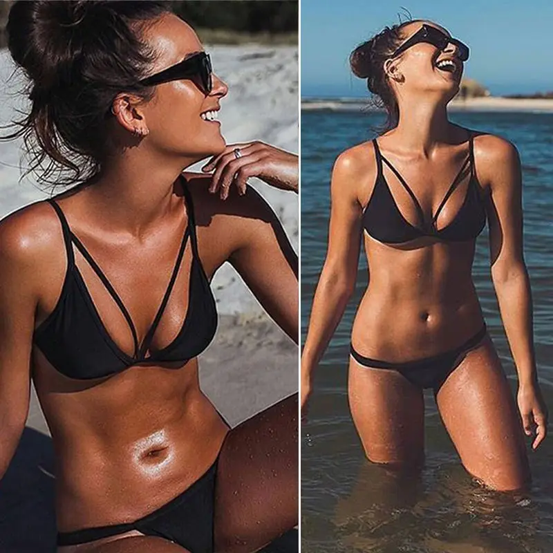 BIKINI 2016 Women Bandage Bikini Set Push up Padded Bra Swimsuit Bathing Suit Swimwear