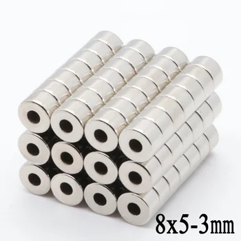 

200pcs 8mmx5mm Hole 3mm N35 Ring Block Craft Permanet Magnet Powerful Rare Earth Ndfeb Neodymium Magnets 8 x 5-3mm