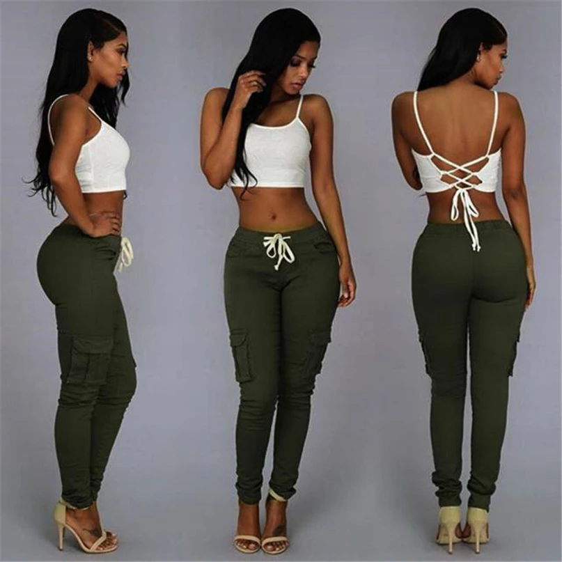 Womens Fashion Sportswear Casual Fashion Sexy Women Pants High Waist Stretch Slim Pencil Trousers Running Pants #4NV29 (2)