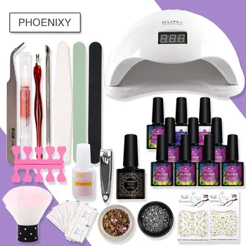 

Manicure Set Gel Nail Polish Set Matte Top Coat Art UV Gel Varnish 48W UV Lamp With Full Nail Tools For Manicure Gel Nails