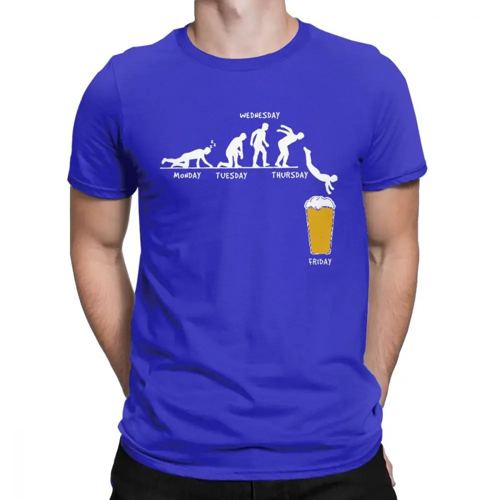 Мужские футболки с надписью «Week Craft Beer», одежда из хлопка, Забавные футболки с коротким рукавом и круглым воротником, футболки больших размеров - Цвет: Синий