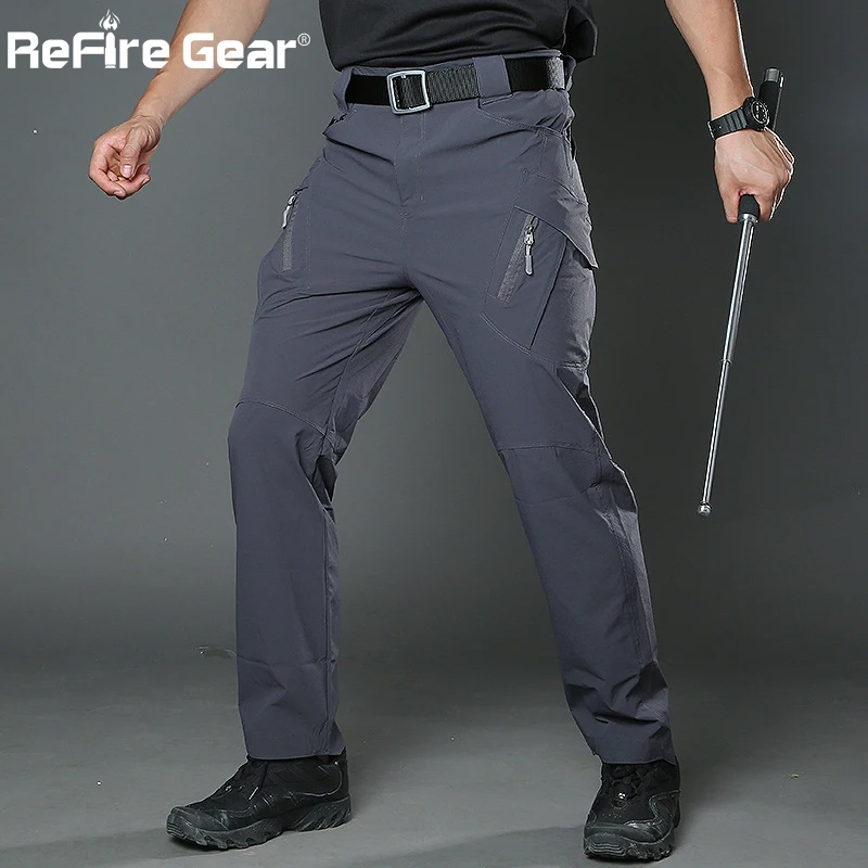 ReFire Gear Summer Lightweight Urban Tactical Cargo Pants Men Casual Quick Drying Breathable Stretch SWAT Army Military Pants