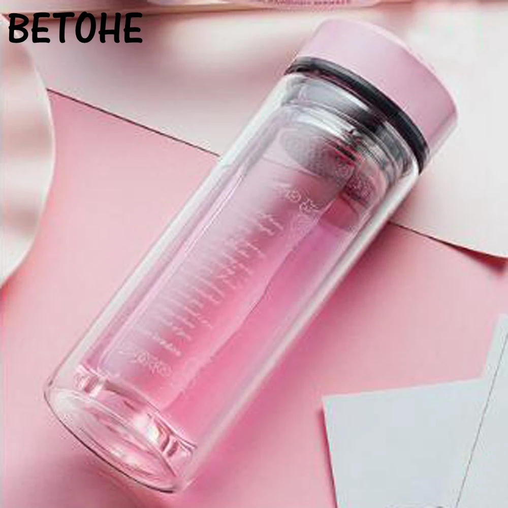 Glass Water Bottle Travel Drinkware Portable Bottle Transparent Bottle for Water Tea Glass Sport Bottle
