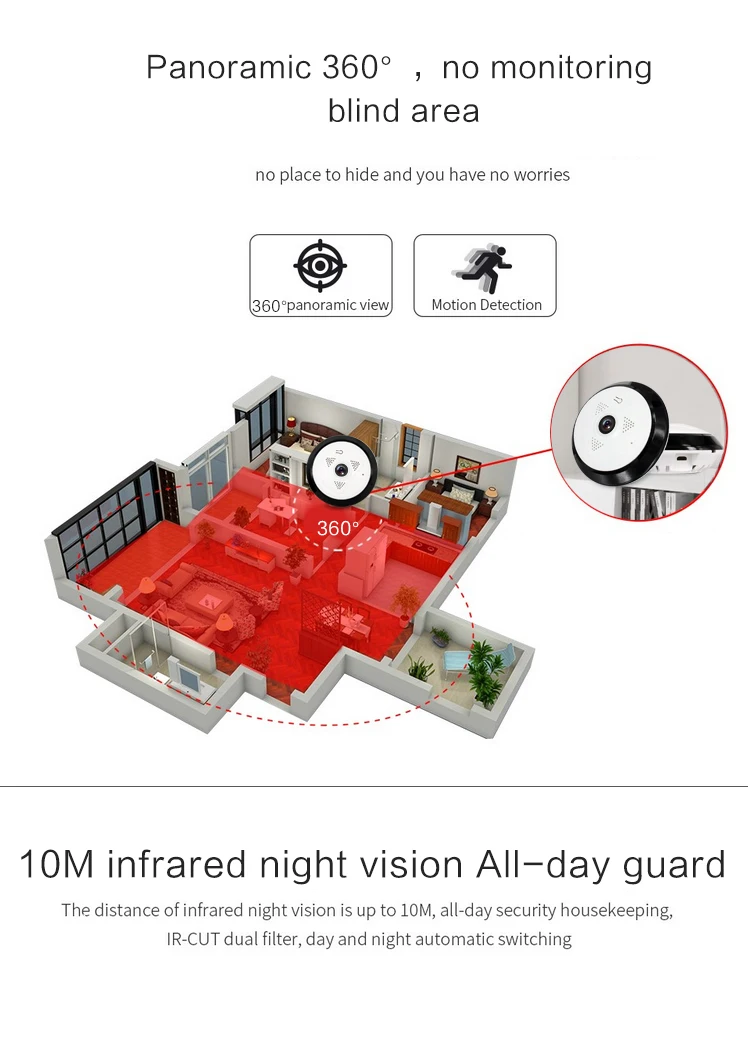 Ec6-i6 960 P Беспроводной IP охранных Камера 360 градусов рыбий глаз панорамный Камера с детектором движения WI-FI P2P IP CCTV камера