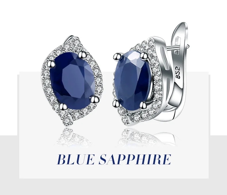 Gem's Ballet 3.15Ct Natural Sapphire Topaz Gemstone Vintage Stud Earrings 925 Sterling Silver For Women Wedding Fine Jewelry