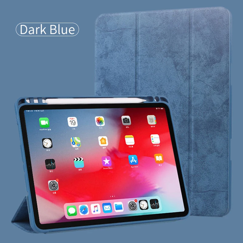 GOOJODOQ Funda для iPad Pro 11 чехол с держателем-карандашом Поддержка беспроводной зарядки для Apple Pencil 2 для iPad Pro 11 чехол - Цвет: Dark blue