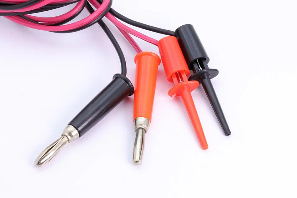 1pc 4mm Banana plug cable to Dual Big Hook Clip Test Probe Cable Leads Alligator clip black&red 1 meter long