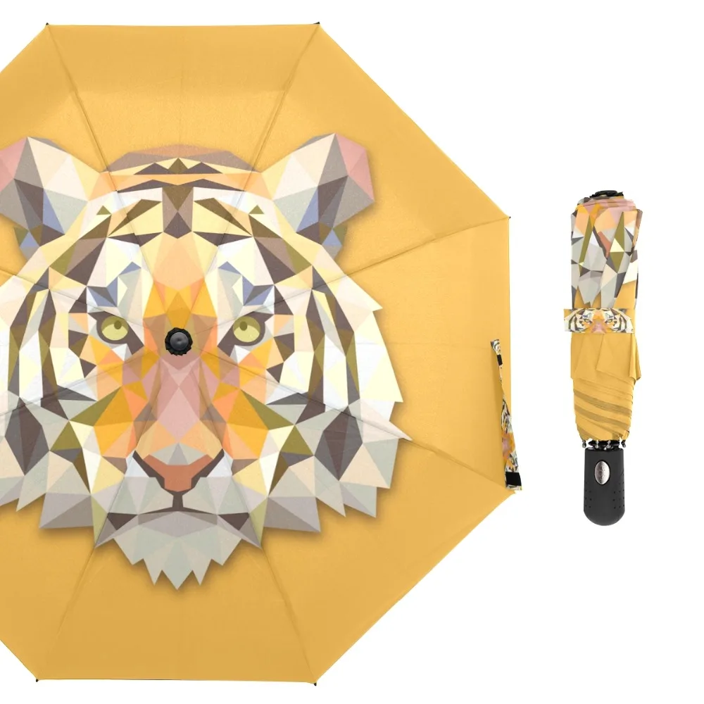 

Susino Yellow Tiger Windproof Umbrellas Fully-automatic Open Metal Pongee Compact Auto Open Close Three-folding Umbrella For Men