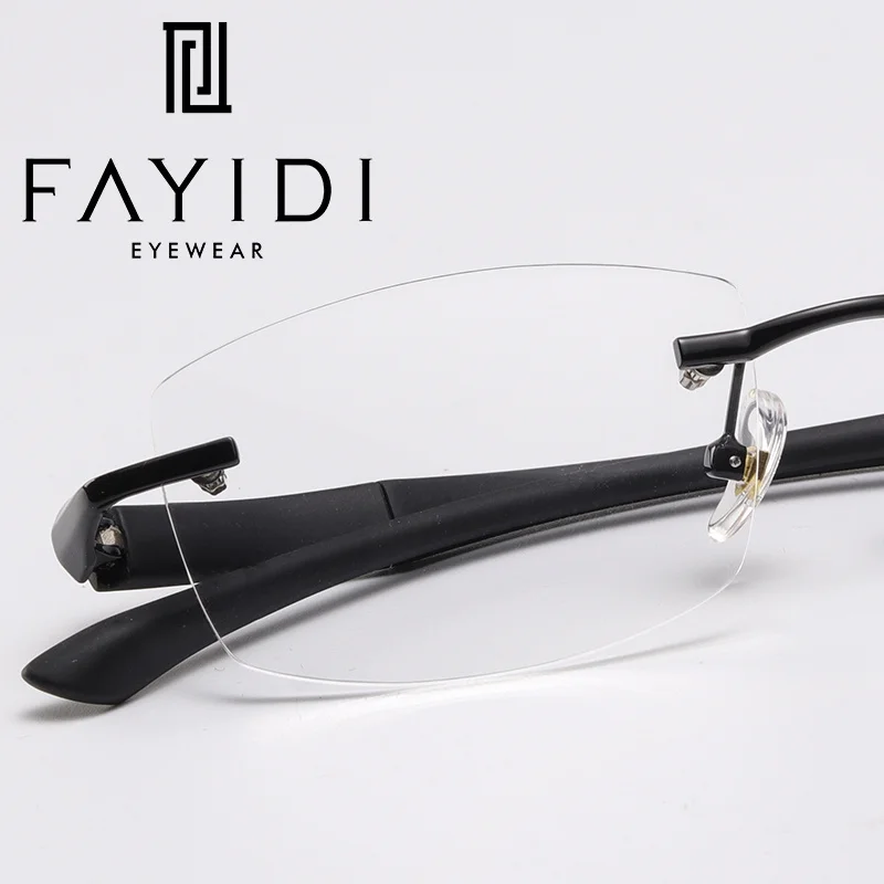 

TR90 Men Glasses Frames With Diopter Fashion Square Clear Myopia Designer Band Optical Transparent Rimless Eyeglasses #F-155