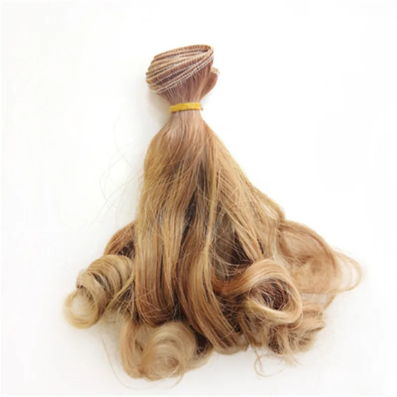 1 шт. 15*100 см градиент/натуральный цвет вьющиеся волосы для наращивания BJD/SD/Blyth/Американский все куклы DIY куклы парики термостойкие провода - Цвет: 04