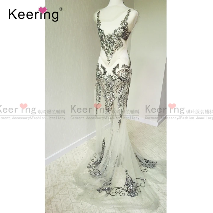 Модное Вечернее платье большого размера Ручной Работы Стразы патчи для свадебного платья WDP-049
