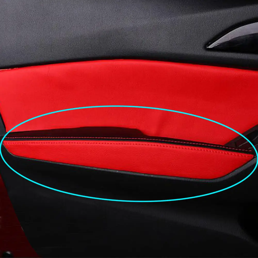 Для Mazda Axela 4 шт. PU кожа двери автомобиля подлокотник поверхность оболочки крышка отделка Водонепроницаемый декора автомобиль подкладке стиль