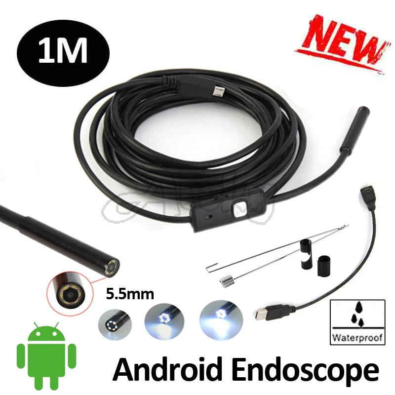 Micro USB 5.5mm Lens Endoscope 6LED Android Camera Endoscope 1M Mini