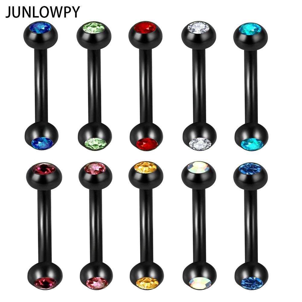 JUNLOWPY Черный Золотой Серебряный пирсинг для бровей 16 г мяч банан дя кольцо Лабрет