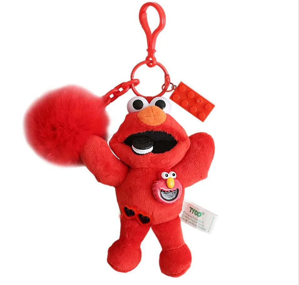 

2019 New Sesame Street Plush Keychain Elmo Cookie Monster Figure Mini Pendant Soft Stuffed Toys for Children Gift Peluche Key