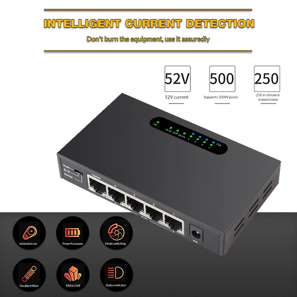 5 порты и разъёмы POE, сетевые коммутатор Ethernet с 4 POE Splitter IEEE 802,3 af/at 48 В мощность подходит для IP камера/беспроводной AP/CCTV системы