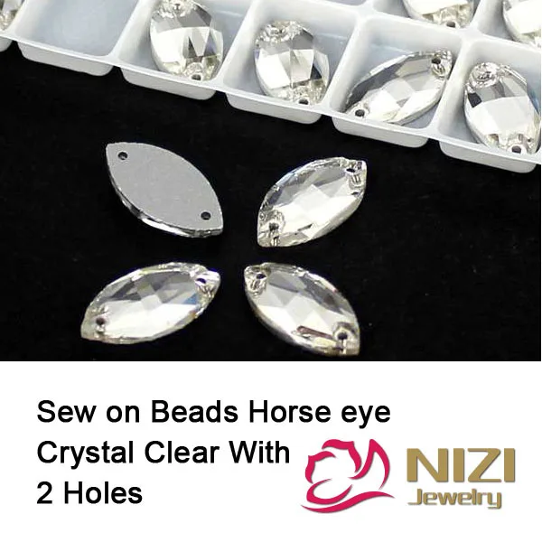 Crystal Beads 6X12mm 7x15mm 9x18mm 13x22mm 15x31mm Horse Eye Flatback Clear Glass Sew On DIY For Garment | Красота и здоровье