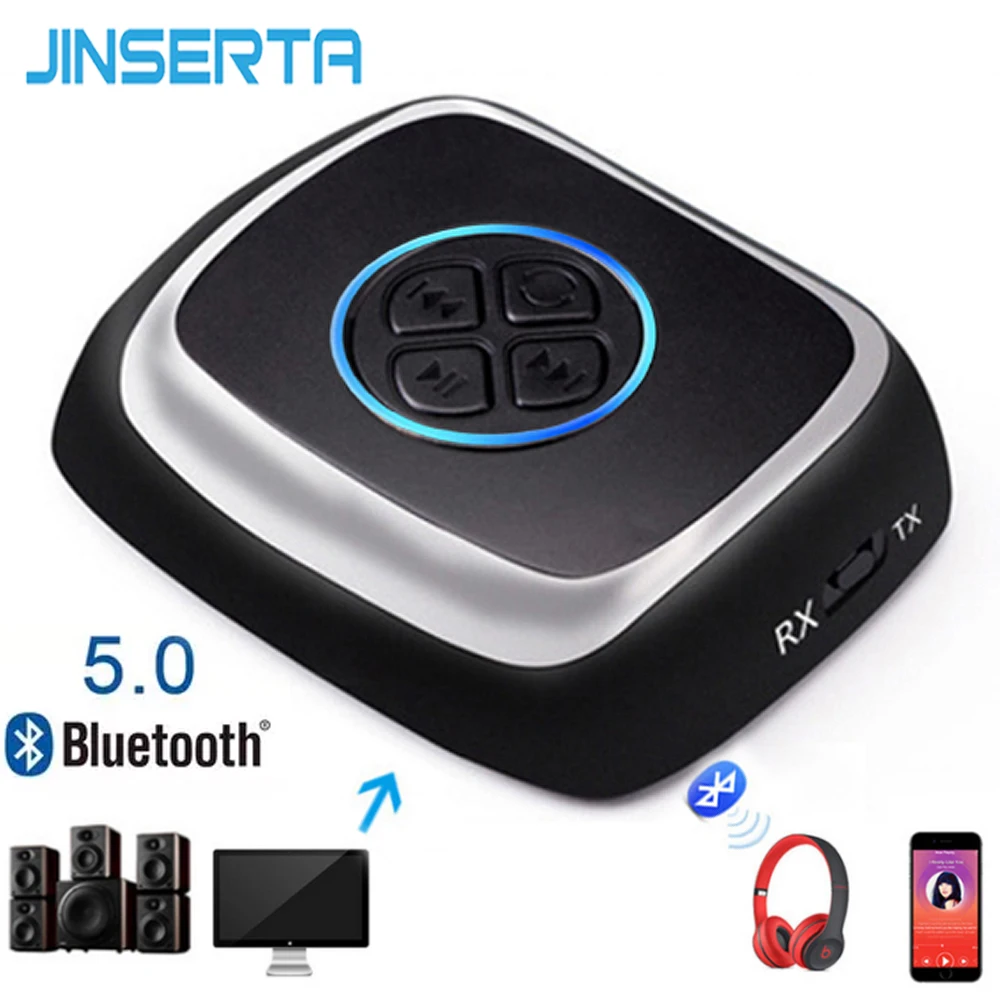 

JINSERTA For APT-X 2 in 1 Bluetooth 5.0 Receiver Transmitter Digital Optical Wireless HD Audio Adapter for Headphone TV Home Car