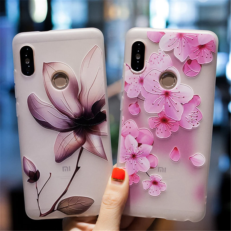 

3D Relief Phone Case For Xiaomi Redmi S2 4X 4A 5A 5 Plus 6A Note 6 7 Pro Flowers Case For Xiaomi Redmi Note 5A Prime Cover