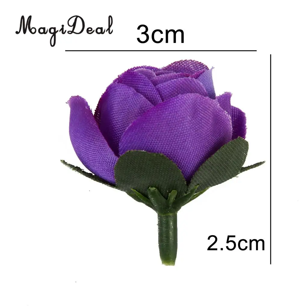 MagiDeal Lifelike 50Pcs/Lot 3cm Artificial Silk Roses Flower Heads Craft for Wedding Headbands Hat Card Photo Albums Party Decor