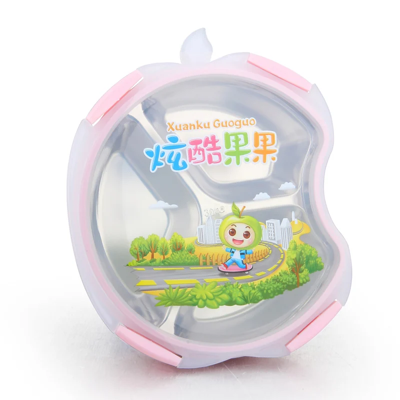 Creative Apple Shape Cute Cartoon 304 Stainless Steel Bento Lunch Box For School Kid Gift Portable Food Container Japanese Style