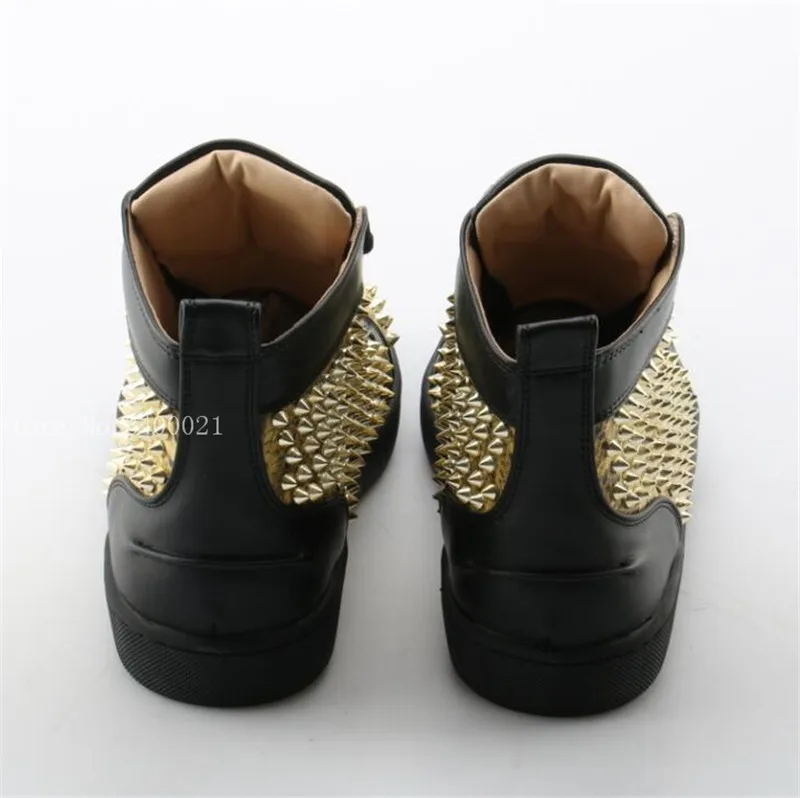Moda Sales Hot Formadores Respiração Customized Up Studs Sapatos Patchwork Sapatilhas High Dos Ouro Zapatillas Rebites Flats Das 2018 Homens Casuais Lace Top dS4Eqwd