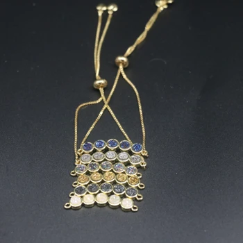 

New 1dozen 4MM Titanium AB Druzy Agates Bracelets, Gold plate necklace women diy jewelery, original design, spring gift