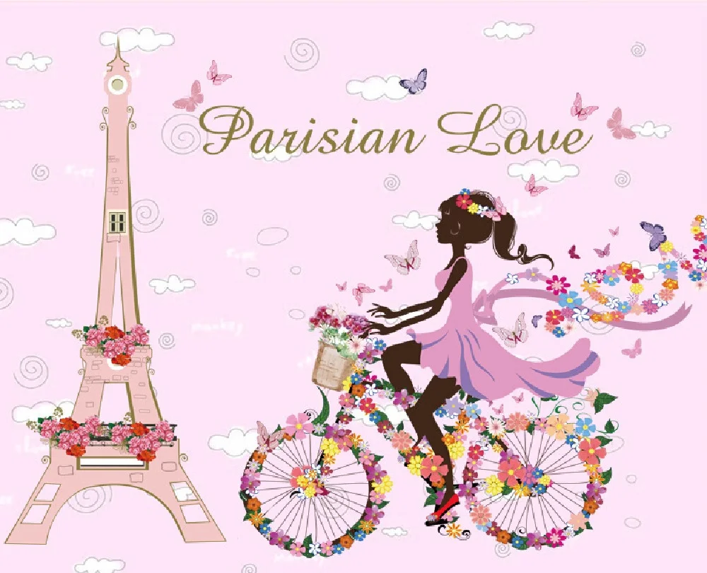 

DIY Wall Sticker Bicycle Iron Tower Vinyl Wall Decals Removable Stickers Mural for Living Room Bedroom Home Decor