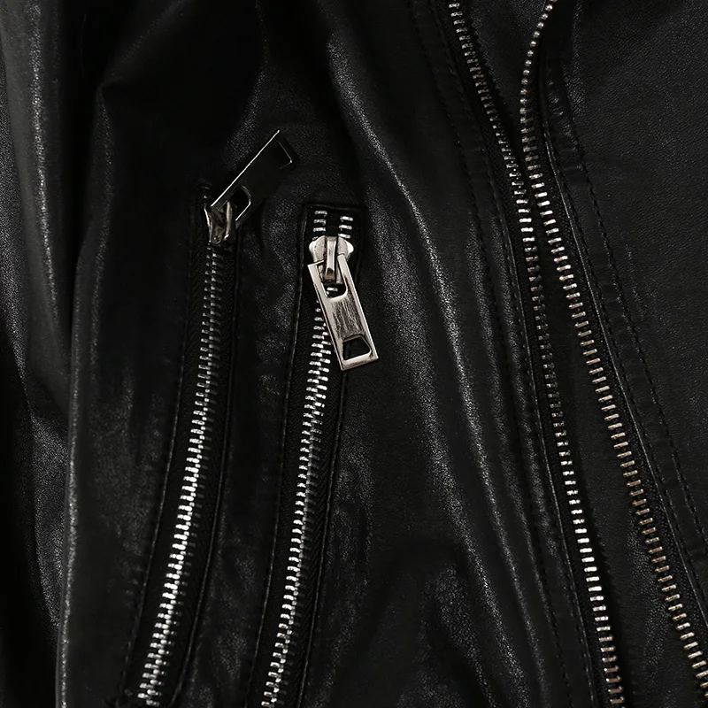 2018 New Arrival Autumn Women Jackets Genuine Leather Black Moto&Biker Short Zipper Lapel Fashion Ladies Real Sheepskin Jackets